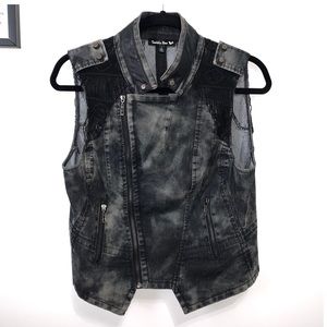 Double Zero Black Denim God Rock Vest Size Large